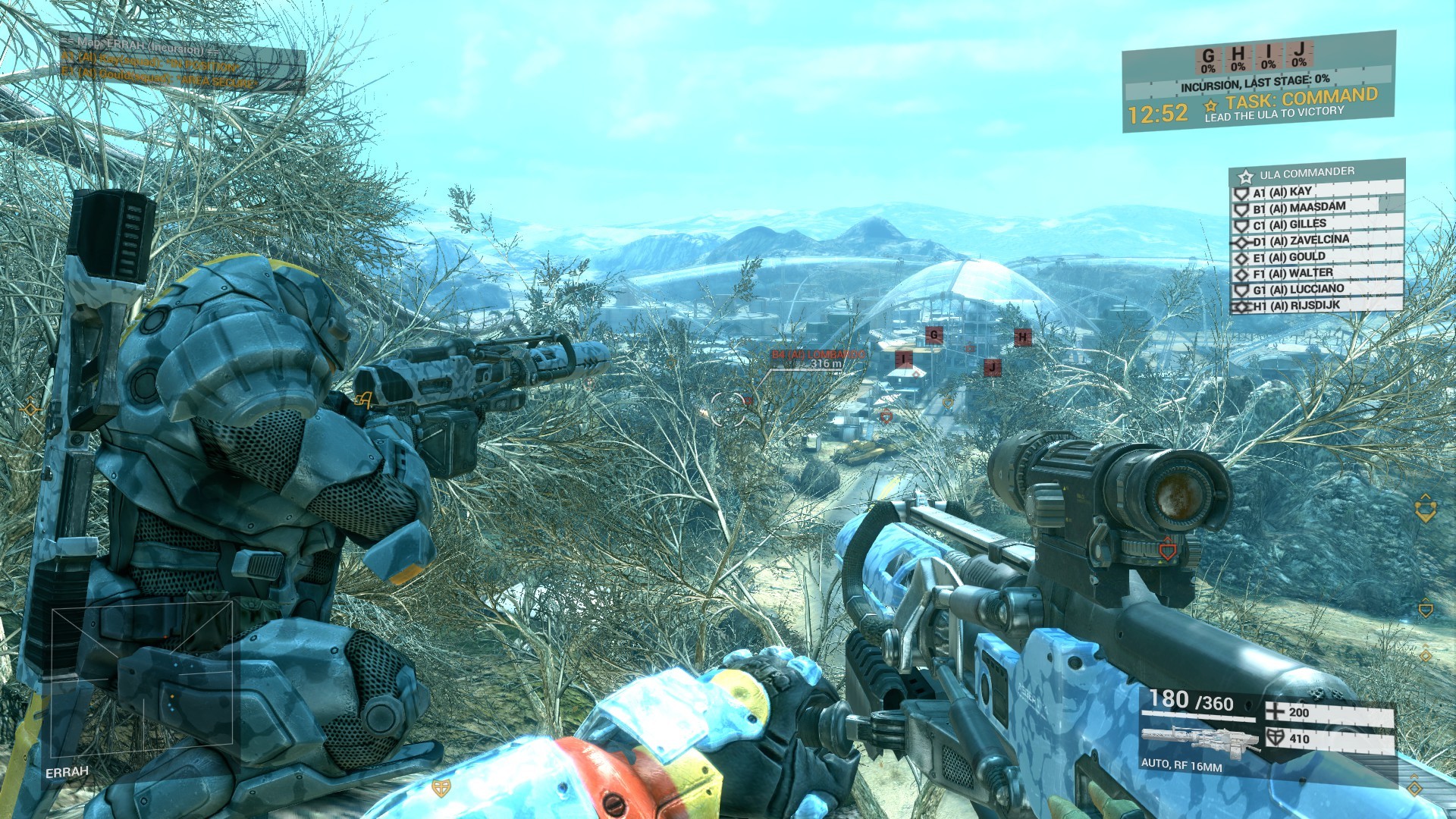 Angels Fall First gameplay screenshot 1 showing sci-fi combined-arms combat